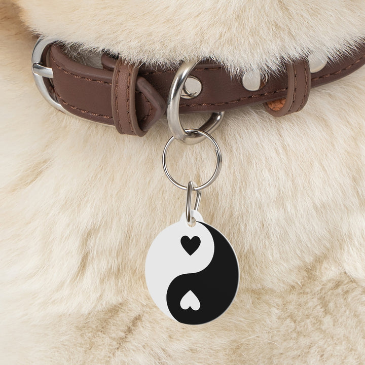 Heart Yin Yang Pet Tag / Black White