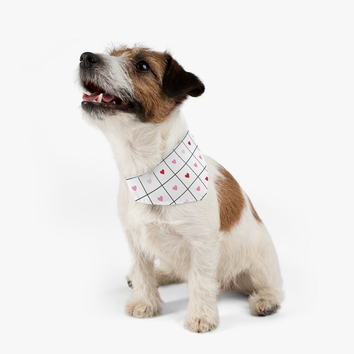 Love Grid Dog Bandana / White