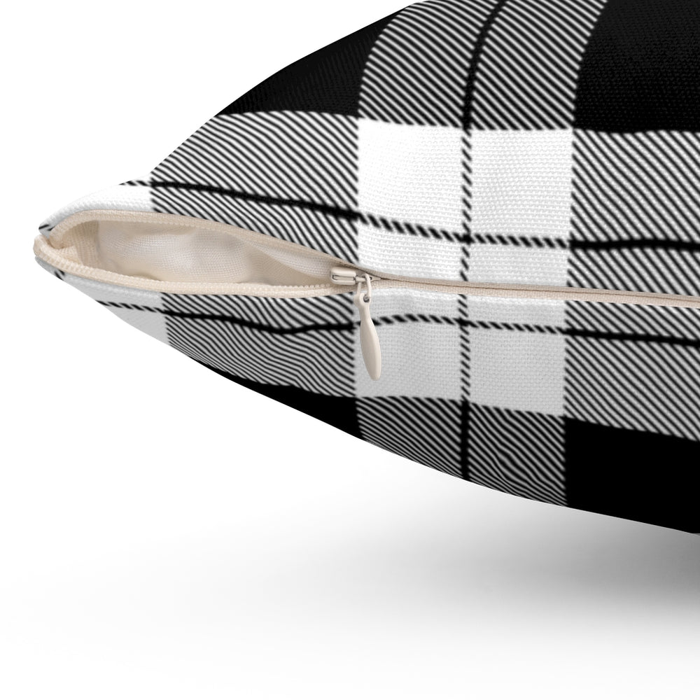 Double-sided classic plaid pillow cover, neutral tones, machine-washable, perfect for year-round home decor, available in 14x14, 16x16, 18x18, and 20x20 sizes.