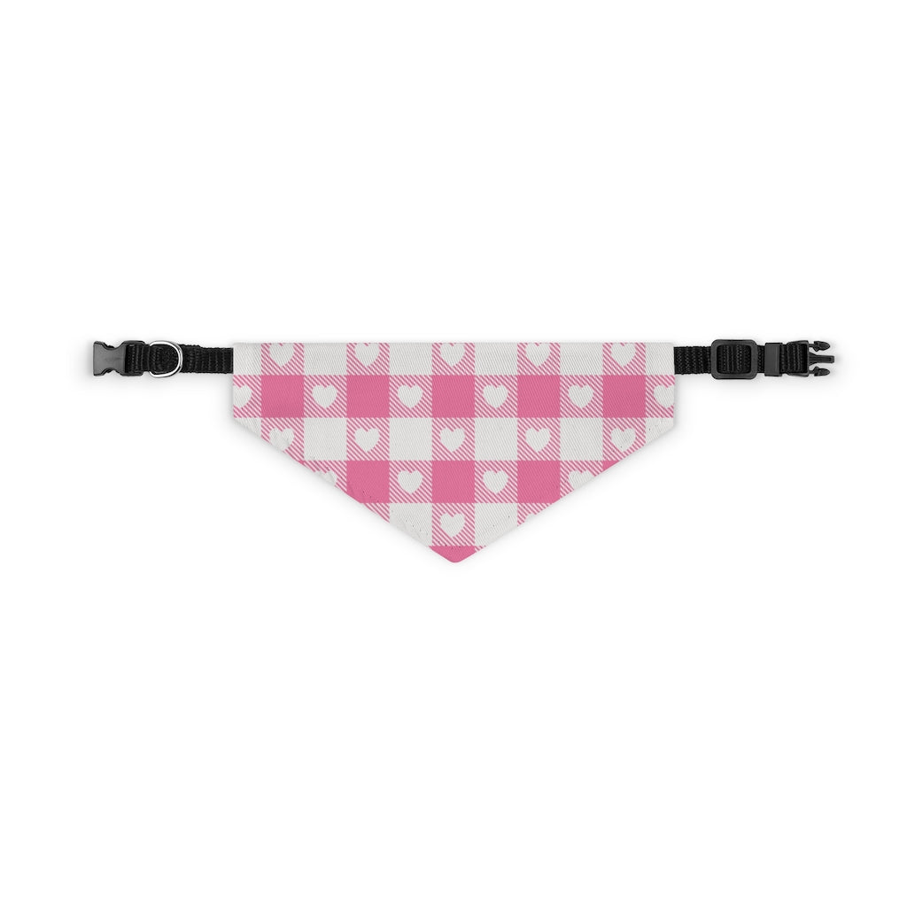 Heart Buffalo Plaid Dog Bandana / Pink