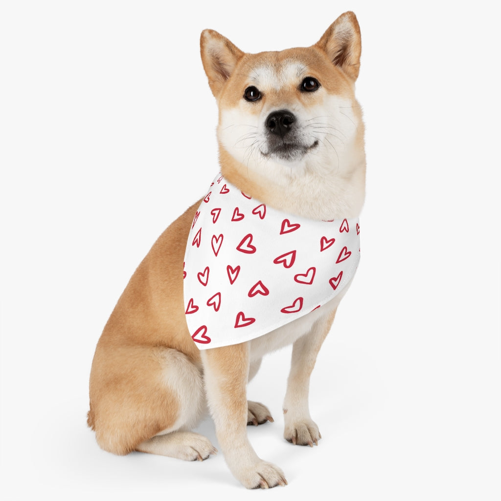 Aurora Hearts Dog Bandana / White Red