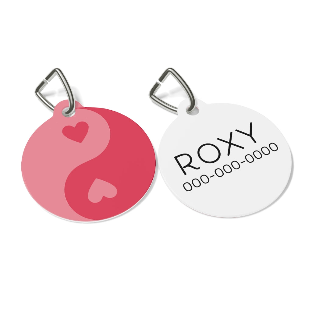 Heart Yin Yang Pet Tag / Coral Pink