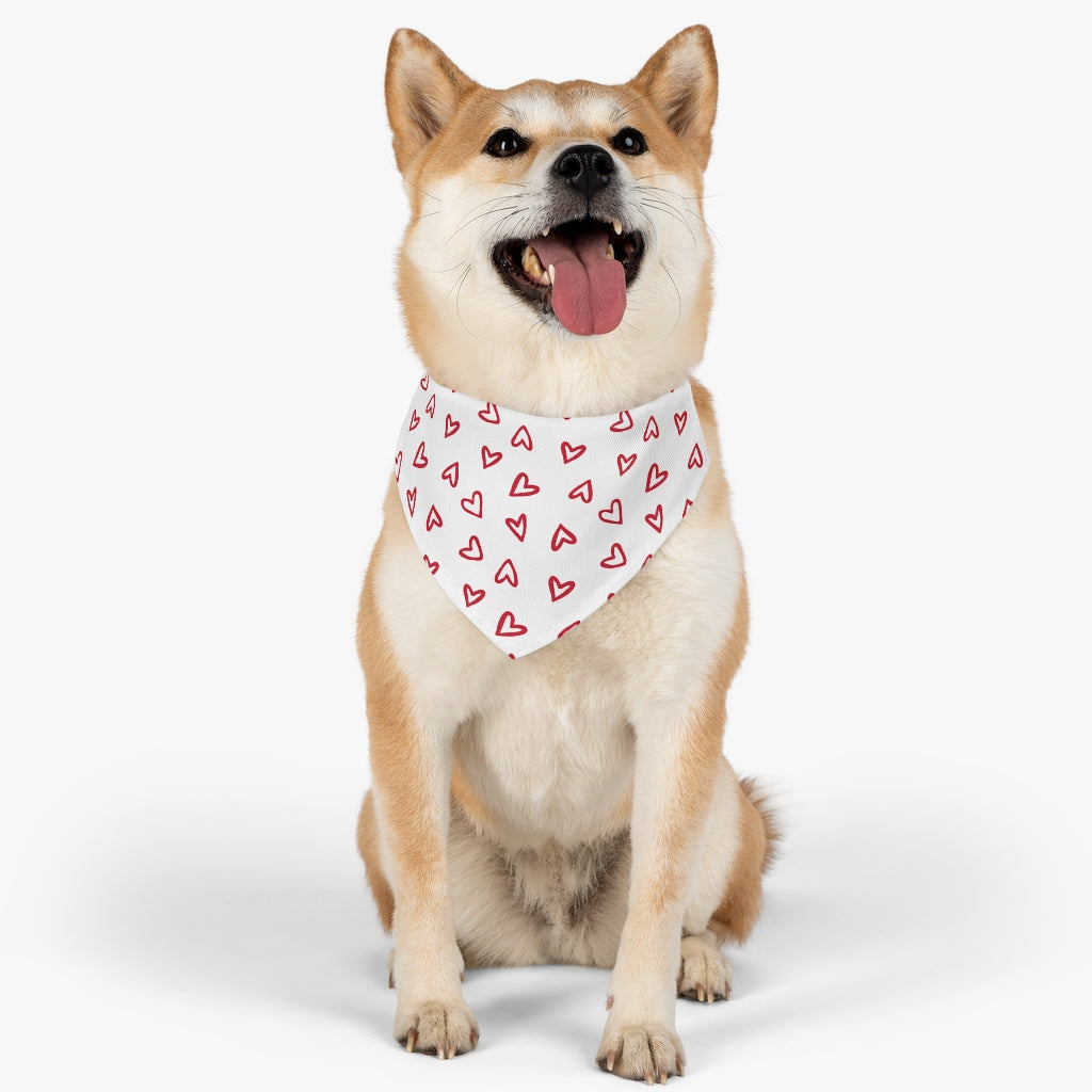 Aurora Hearts Dog Bandana / White Red