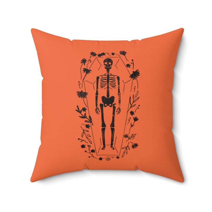 Skeleton Pillow Cover / Halloween / Orange Black