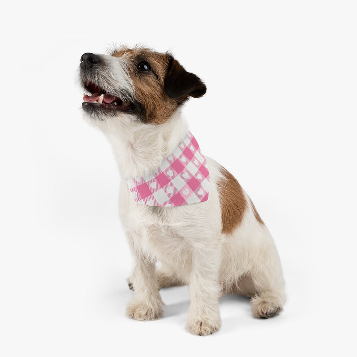 Heart Buffalo Plaid Dog Bandana / Pink