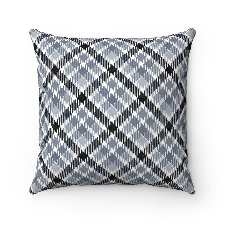 Double-sided classic plaid pillow cover, neutral tones, machine-washable, perfect for year-round home decor, available in 14x14, 16x16, 18x18, and 20x20 sizes.