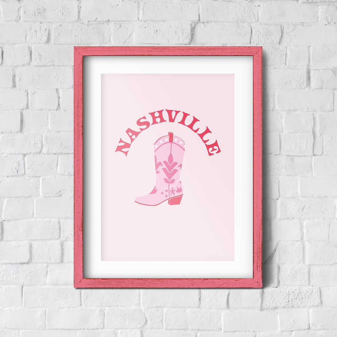 Pink Nashville Cowgirl Boot / Wall Art Print