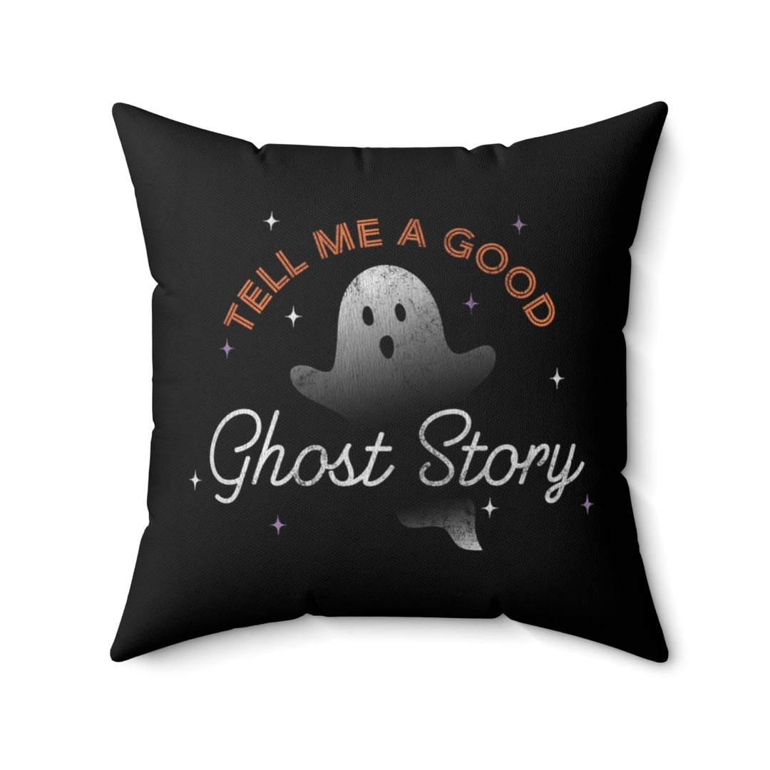Halloween-themed graphic pillow cover featuring vibrant designs like jack-o-lanterns, spooky cats, skeletons, and skulls, made from soft spun polyester for festive seasonal decor.
