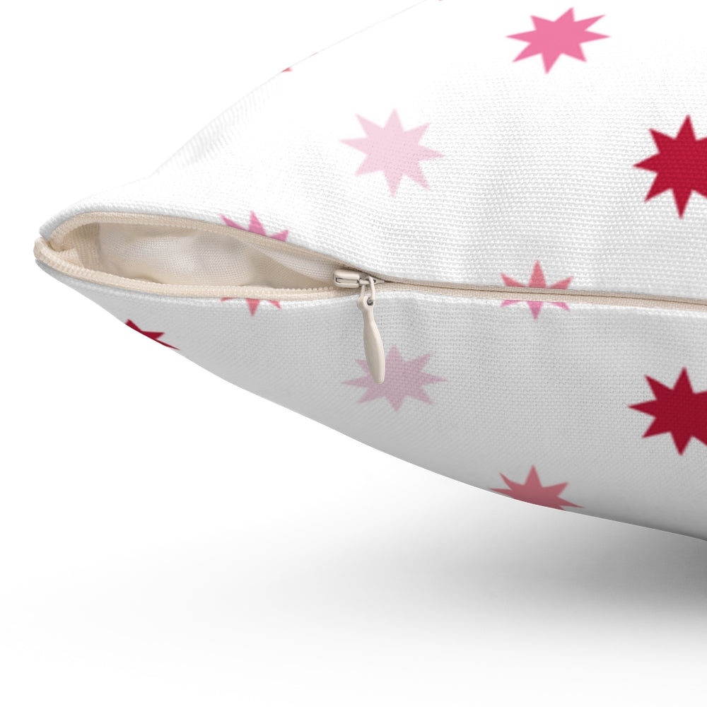 Valentine’s Day pillow cover with pink, red, and white plaid and geo graphics, perfect for seasonal home decor.